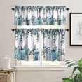 thumbnail image 3 of Fall Thanksgiving Kitchen Curtains Valances Set, Watercolor Autumn Blue Pumpkins Leaves Decor Kitchen Window Curtains Tier and Valance Curtain Set for Bedroom Living Room 54x18 & 27x36x2, 3 Panel, 3 of 5