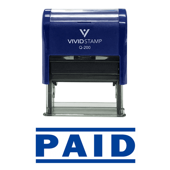 Vivid Stamp PAID Self Inking Rubber Stamp (Blue) - Medium