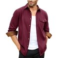 thumbnail image 6 of Youclos Long Sleeve Flannel Shirts for Men Corduroy Collar Casual Button Down Shirt with Pocket, 6 of 7