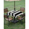 thumbnail image 4 of Outdoor Tablecloth with Umbrella Hole for Patio/Picnic/Party/Camping, Black Striped Waterproof Table Cloth Square Cover Washable, Blue Geometric Line Stripes Farmhouse (54"x 54"), 4 of 9