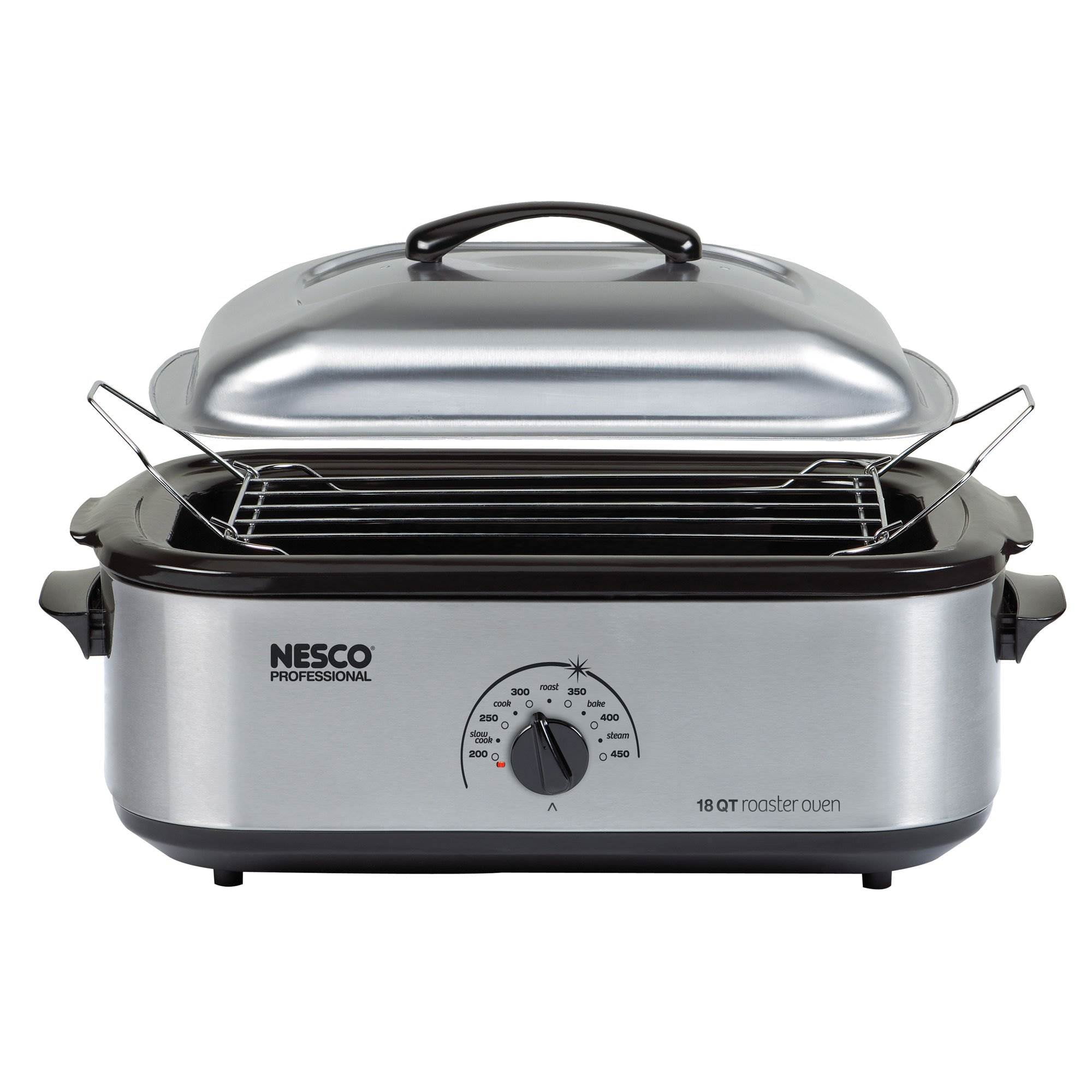 Nesco 18Quart Professional Brushed Stainless Steel Porcelain Roaster