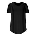 thumbnail image 6 of Otntypg Womens Eyelet T Shirts Loose Fit Scooped Neck Puff Short Sleeve Lace Crochet Hollow out Tunic Blouses Dressy Casual Summer Tops Black XXXL, 6 of 7