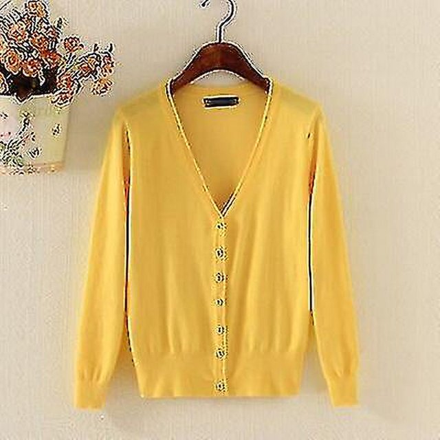 Cardigan Tricoté pour Femmes Manches Longues Crochet Boutons Courts A