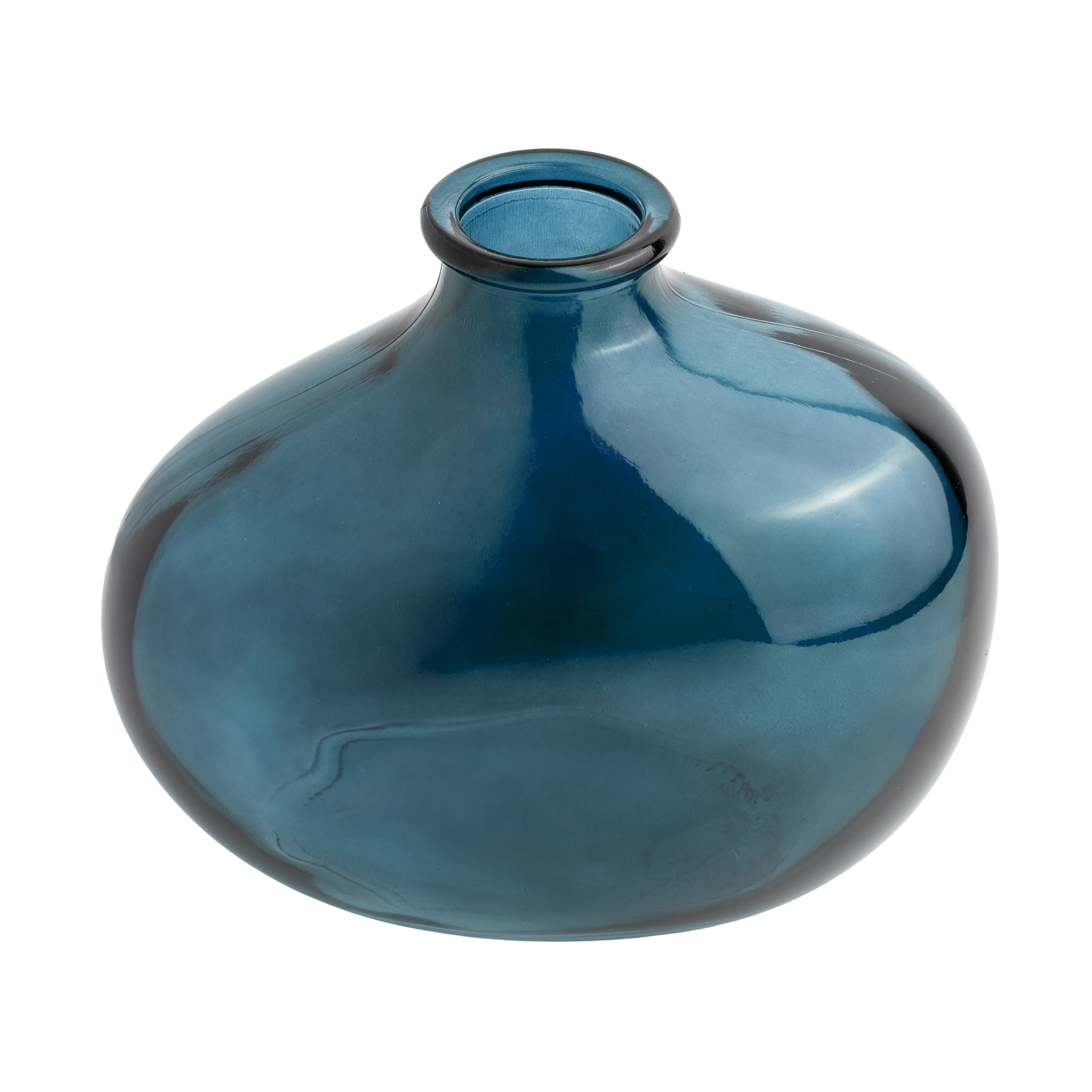 Mainstays Corsair Blue Glass Decorative Vase, 7.3 in