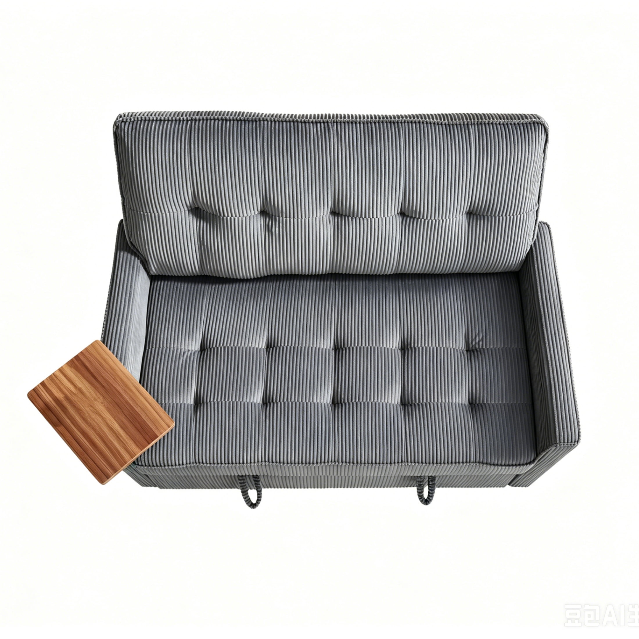 Vinform 3 in 1 Convertible Sleeper Sofa Bed, 55" Corduroy Pull Out Loveseat with Arm Table for Small Space, Dark Gray