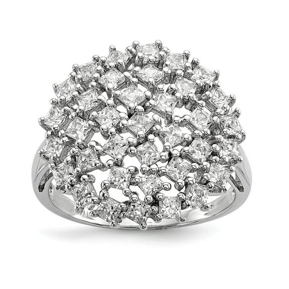 Sterling Silver Rhodium-plated Cubic Zirconia Ring - Size 8