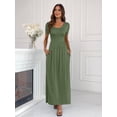 thumbnail image 4 of Women's Short/Long Sleeve Loose Plain Long Maxi Casual Dresses with Pockets, 4 of 5