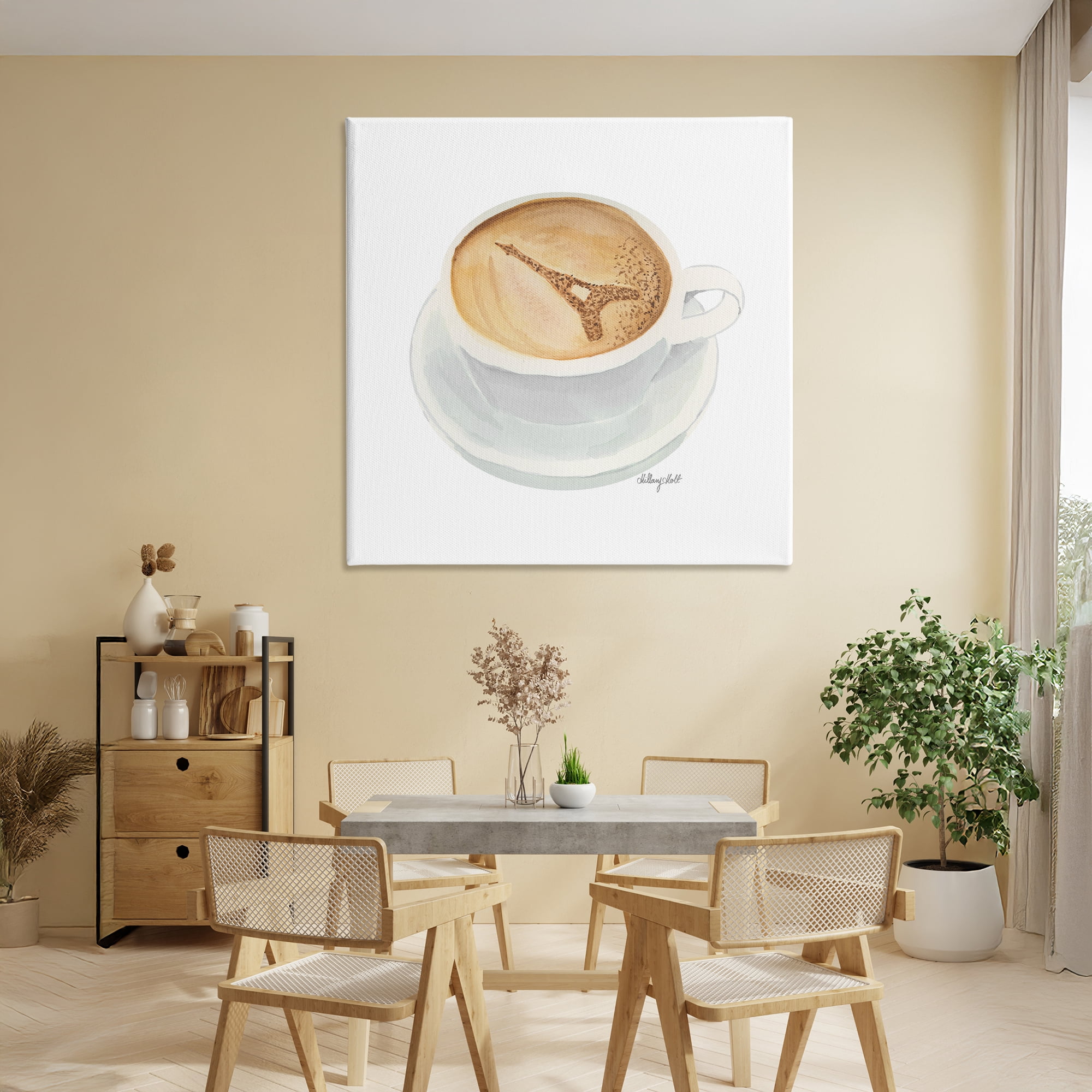 Stupell Industries Eiffel Tower Latte Canvas Wall Art, design by Hillary Holt