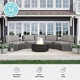 thumbnail image 5 of Martha Stewart Set of 2 Indoor-Outdoor Modular Patio Curved Sectional Sofa Seats and Side Table in Gray Rattan Wicker with Gray All-Weather Cushions, 5 of 13