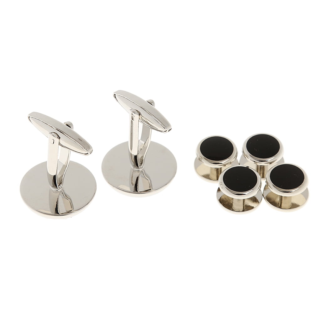 Men Tuxedo Collar Buttons Shirt Cufflinks Formal Dress Costume