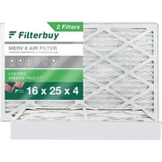 Filterbuy 16x25x4 MERV 8 Pleated HVAC AC Furnace Air Filters (2-Pack)