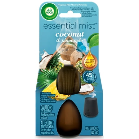 Air Wick Essential Mist Refill, 1ct, Coconut and Pineapple, Essential Oils Diffuser, Air Freshener