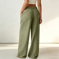 thumbnail image 6 of aohooy Wide Leg High Waist Pants Women Summer Casual Button Up Palazzo Work Pant Beach Vacation Comfort Trousers with Pockets Green,XL, 6 of 8