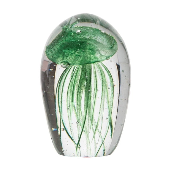 Beachcombers Glass Green Jellyfish Paperweight, 2.35-inch Width