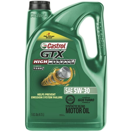 (6 Pack) Castrol GTX High Mileage 5W-30 Synthetic Blend Motor Oil, 5 (Best Rated Synthetic Blend Oil)