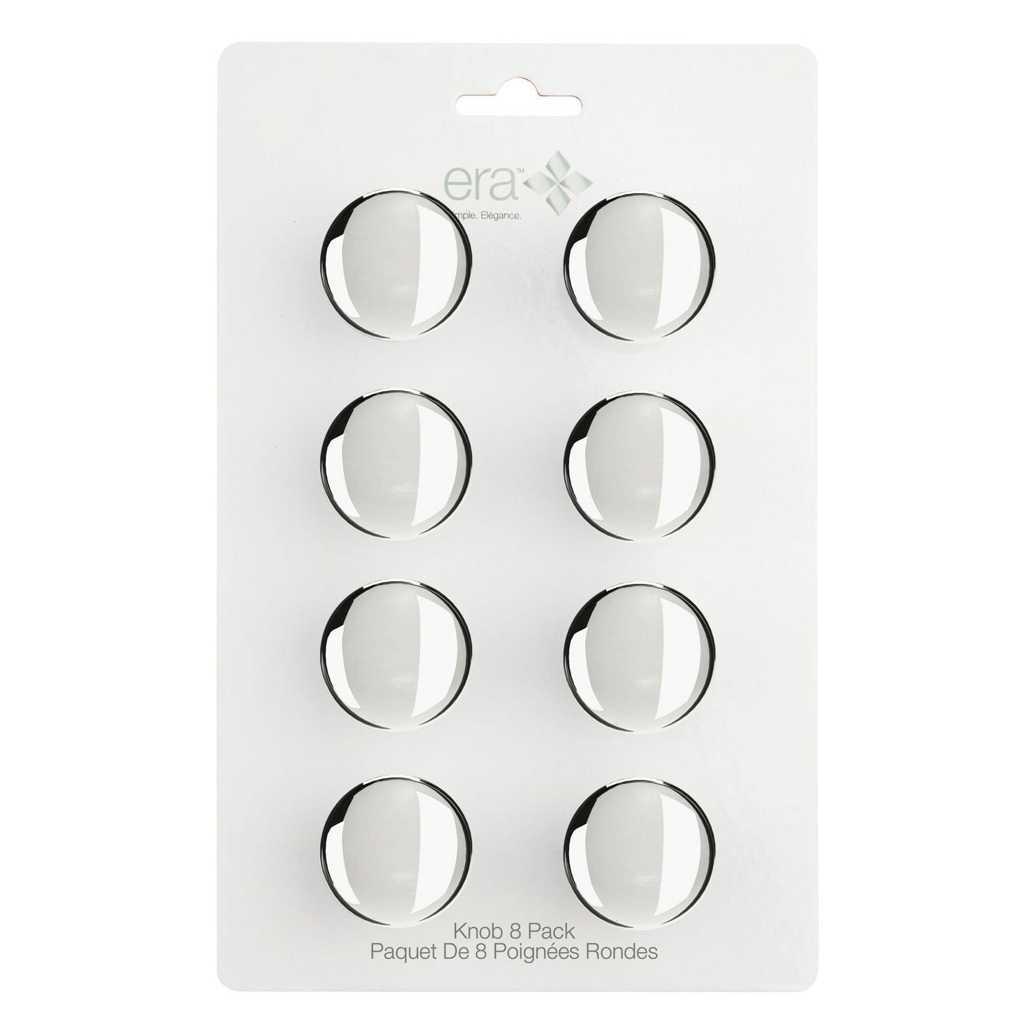 Era Simple Round Metal Cabinet Knobs with Screws, Drawer Handles for Kitchen Bathroom and Dressers Home Decor, Chrome,  8Pk, 1 x 1 x 1 in.