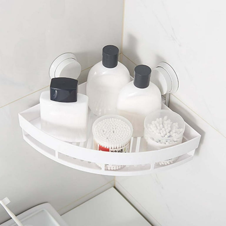 LEVERLOC Suction Cup Corner Shower Shelf - No Drilling, Removable Bath  Shelf With Heavy Duty Hold, Waterproof & Oilproof White Shower Organizer  Rack