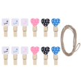 thumbnail image 2 of 24pcs Mixed Mini Heart Love Wooden Clothespin Set Craft Clips Great for Scrapbooking Gift Party Decoration Tree Embellishment with Ropes, 2 of 9