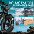 thumbnail image 2 of QLAWAY BD16 500W Electric Bike, 48V 13.5Ah 20 mph Battery Up to 50 Miles 7-Speed , 20-inch Fat Tire Full Suspension, off-Road Dirt Mountain Bike Class 2 UL2849, 2 of 9