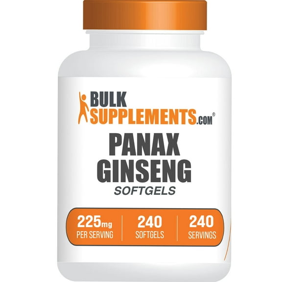 BulkSupplements Panax Ginseng Softgels - Gluten Free, 225mg per Serving (240 Softgels - 240 Servings)