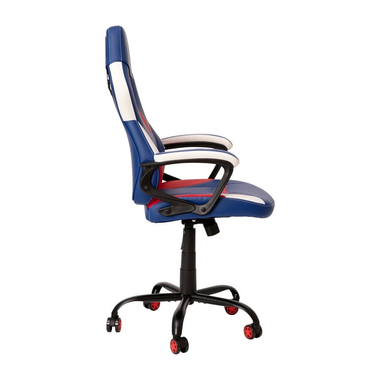Emma And Oliver Faux Leather Ergonomic High Back Gaming Chair With  Adjustable Seat Height, Lumbar Support And Padded Arms In Red, White & Blue  : Target