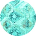 thumbnail image 1 of Ahgly Company Indoor Round Abstract Turquoise Blue Contemporary Area Rugs, 4' Round, 1 of 4