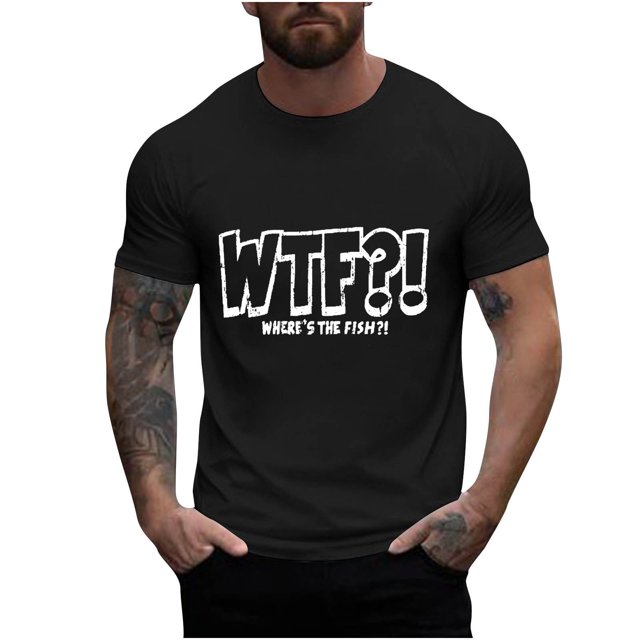 Mangas de Mano para Hombres, Cuello Redondo de Verano Ocio Impreso Superior, Moda Casual Manga Larga Poliéster