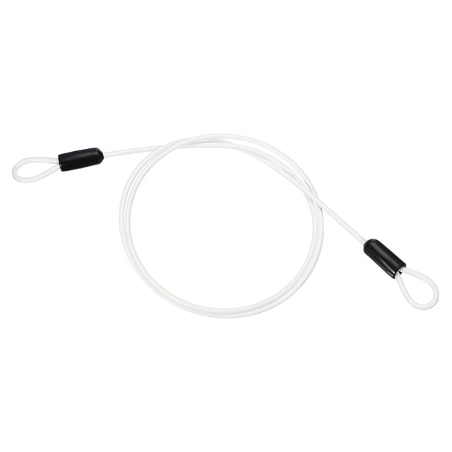 Uxcell Dia Vinyl Coated Stainless Steel Cable with Loop, Flexible Wire Rope Security Chain Lanyard for Outdoor Lighting 3/16" 5ft White