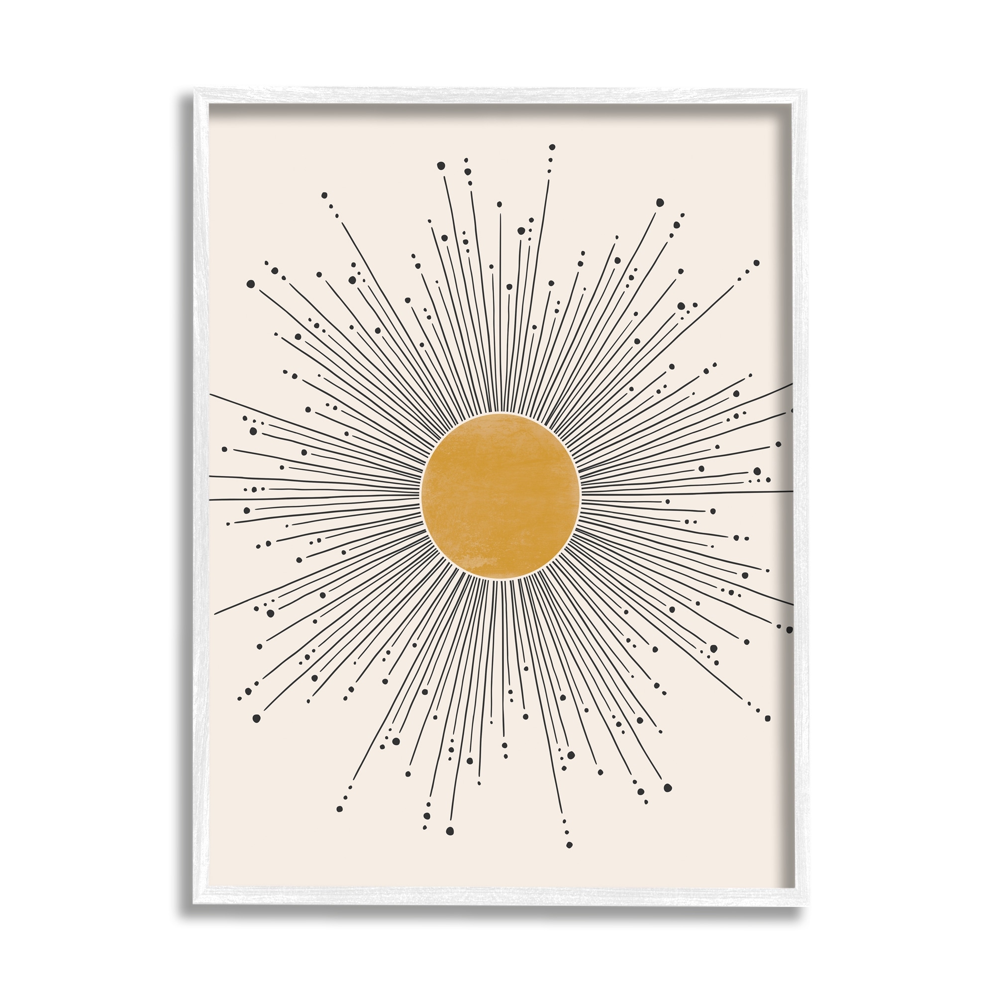 Stupell Industries Art Deco Summer Sun Geometric Line Bursts Outer Space Painting White Framed Art Print Wall Art, 24 x 30