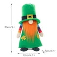 thumbnail image 3 of 9" St Patricks Day Mr and Mrs Gnome Plush Elf Decorations, Home Table Decor Ornament Dwarf Figurines, Green Irish Handmade Faceless Gnome Gifts -Female, 3 of 9