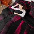 thumbnail image 4 of jejeloiu Geometric Waves Stripes 7-Piece Twin Bedding Sets,Red Black Bedding Comforter Set For Girls Boys Reversible, 4 of 8