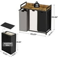 thumbnail image 4 of Laundry Hampers with Shelf, Laundry Basket 3 Section, Laundry Sorter with Pull-Out Removable Large 3 Color Bags and Movable Wheels, Metal Frame, 3 x 15.87 Gallons (60L), Rustic Brown PF04XLN, 4 of 7