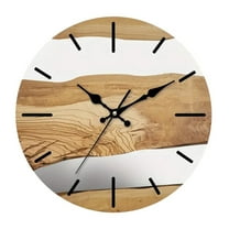 12inch Silent Wooden Brown Wall Clock, Farmhouse Style Vintage Rustic Clocks for Walls, Distressed Kitchen Clock Decorative for Living Room Bedroom Office