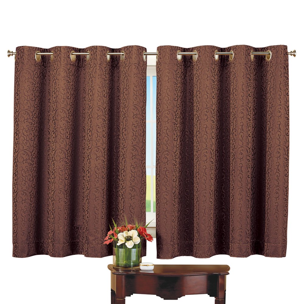 Collections Etc Thermal Insulated Scroll Pattern Short Curtain Panel