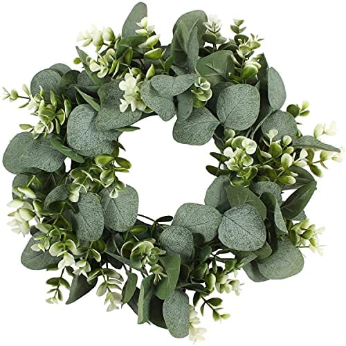 Winter wreath for Front Door 18 Inch Artificial Twig Winter Red & Burgundy Berry Artificial Eucalyptus Leaves Wreath with Large Grapevine