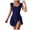 Navy, variant on BOBOGOJP Women's Plus Size Bathing Suit One Piece Swim Dress Tummy Control Swimsuits Ruffle V Neck Swimwear Blue for Size L