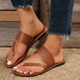thumbnail image 6 of CQONEPT Flat Clip Toe for Womens Flat Sandals Dressy Summer Square Open Toe Sandals Flats Ankle Strap Comfortable Slip On Slide Sandals Fashion Shoes Size 8.5 Brown, 6 of 8