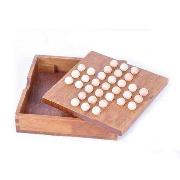 Solitaire Toy Wood Solitaire Chess Board Game Classical Intelligence Toy for Children Adults