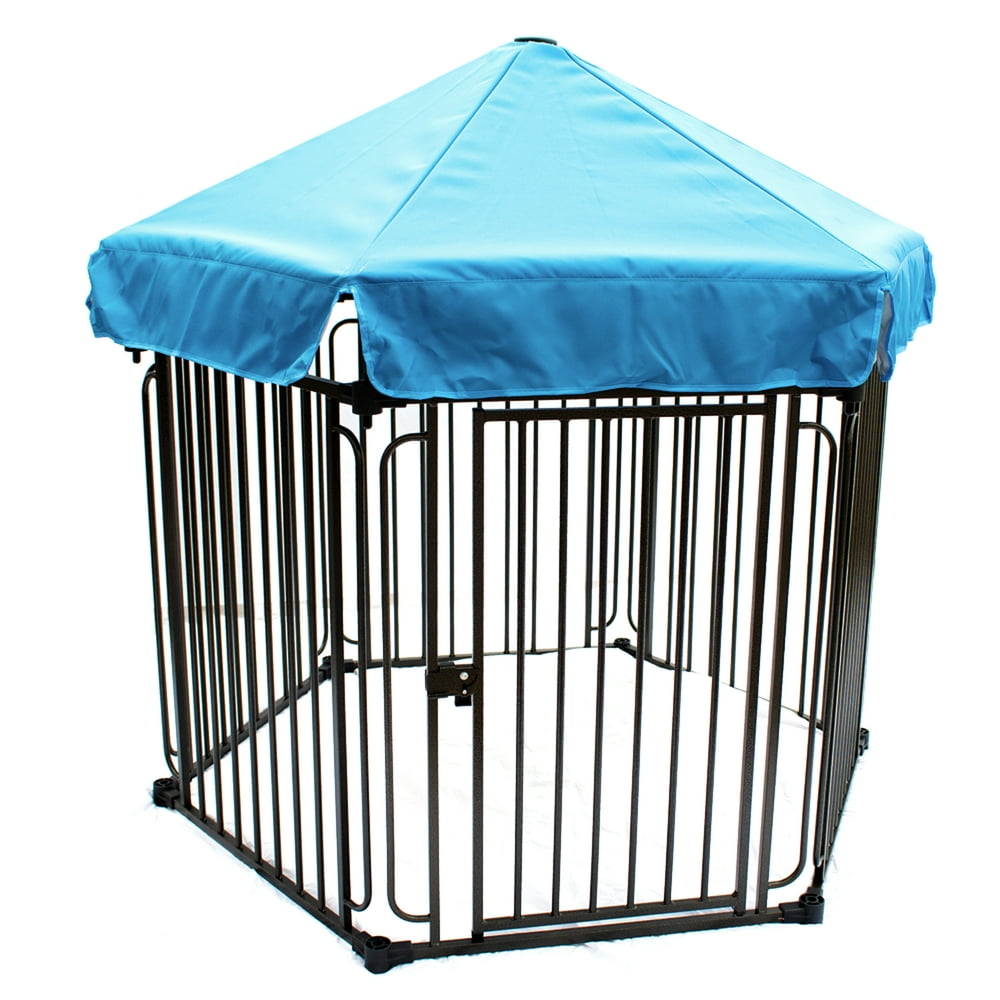 ALEKO Heavy Duty Dog Playpen with Door and Umbrella Cover 6 Panel
