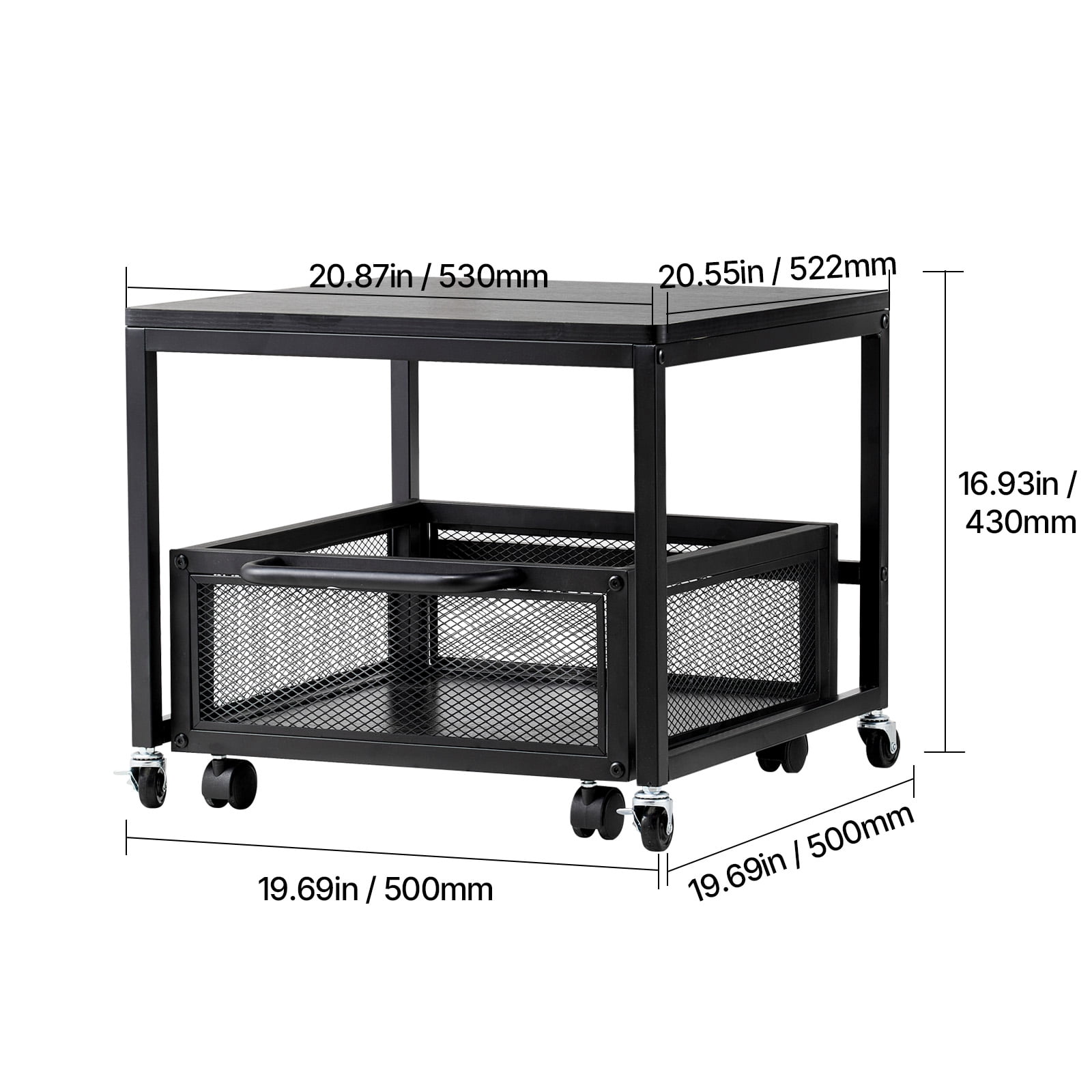 KFFKFF Compact Refrigerator Stand with Storage, Supporting 198 lbs, Portable Fridge Table with Mobile Storage Cart & Rotating Wheels, Drink Cooler Stand for Coffee Station, Small Fridge Holder