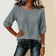 thumbnail image 4 of Neewe Womens Plain Round Neck Half Sleeve Top Curved Hem Blouses Loose Shirts Spring Summer Fashion Casual T Shirts, 4 of 7