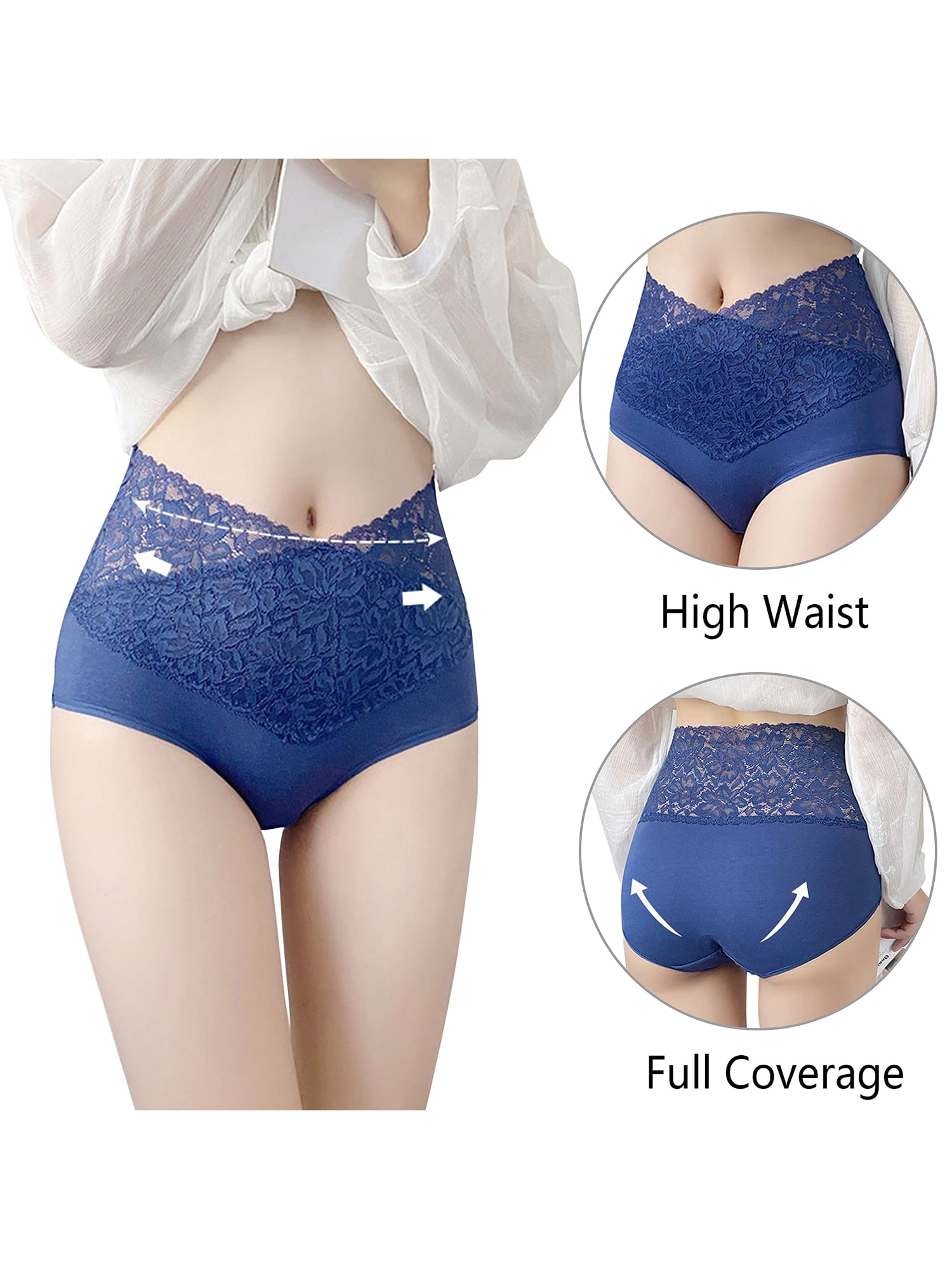 Unique Bargains Women's Plus Size Underwear Ladies Sexy Lace High Waisted Panties Beige, Black, Pink L