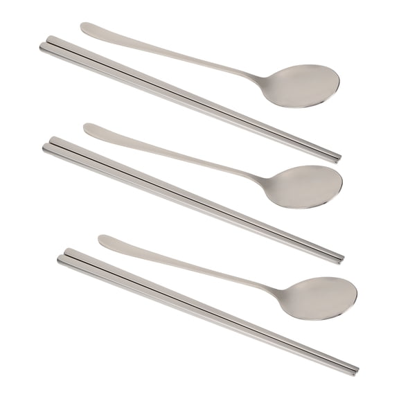 HONMEET 1Set Practical Stainless Steel Chopsticks and Spoons Tableware Set for Home Plated Silver