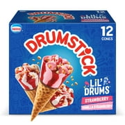 Drumstick Lil' Drums Strawberry and Vanilla with Strawberry Swirls Sundae Cones, 12 Count