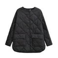 thumbnail image 4 of WCMZJ Quilted Lightweight Jackets for Women Winter 2024 Fashion Long Sleeve Button Down Jacket Casual Outerwear with Pocket Black L, 4 of 5