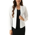 thumbnail image 1 of BLAZER DE OFICINA CHIC PARA MUJERES INSPIRE, CON SOLAPA, MANGA LARGA, ESTILO CASUAL DE NEGOCIOS, ABIERTO EN FRONTAL, TAMA?O L, BLANCO, 1 of 1