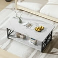 thumbnail image 3 of Furlinkhm Coffee Table with Round Corners, 2 Tier Coffee Table with Storage Shelf, Rectangular Center Table for Living Room Farmhouse Style, Tea Table 39.37 × 21.65 Inches, Easy to Assemble, White, 3 of 9