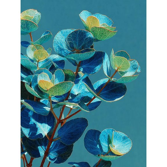 Eucalyptus Botanical Canvas Art, Blue Tone Floral Print, Modern Home Wall Decor