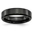 thumbnail image 1 of Ceramic Black Faceted and Beveled Edge 6mm Polished Band Ring 8 Size, 1 of 6