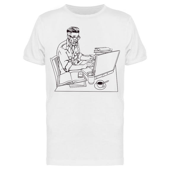 Hipster Journalist Man T-Shirt Men -Image by Shutterstock, Male Small